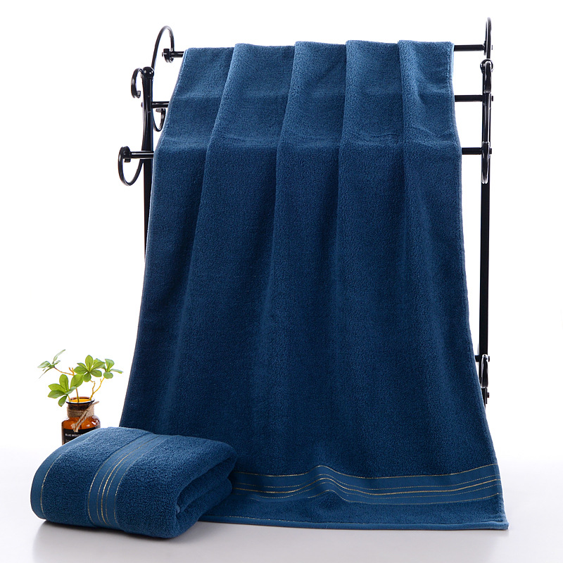 Wholesale thickened 400g cotton bath towels for home use, adult men and women, water-absorbing gold thread broken plain bath towels, can be made with logo pic 6