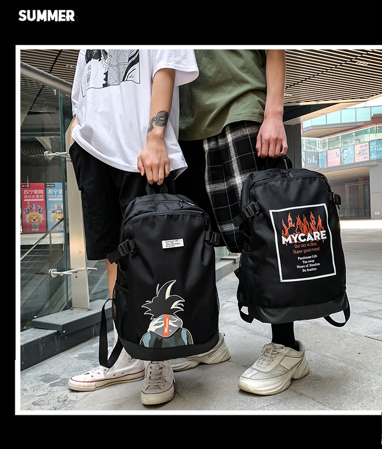 2021 Korean version fashionable couple style cartoon print cool backpack, large-capacity trendy schoolbag for junior and senior high school students pic 1