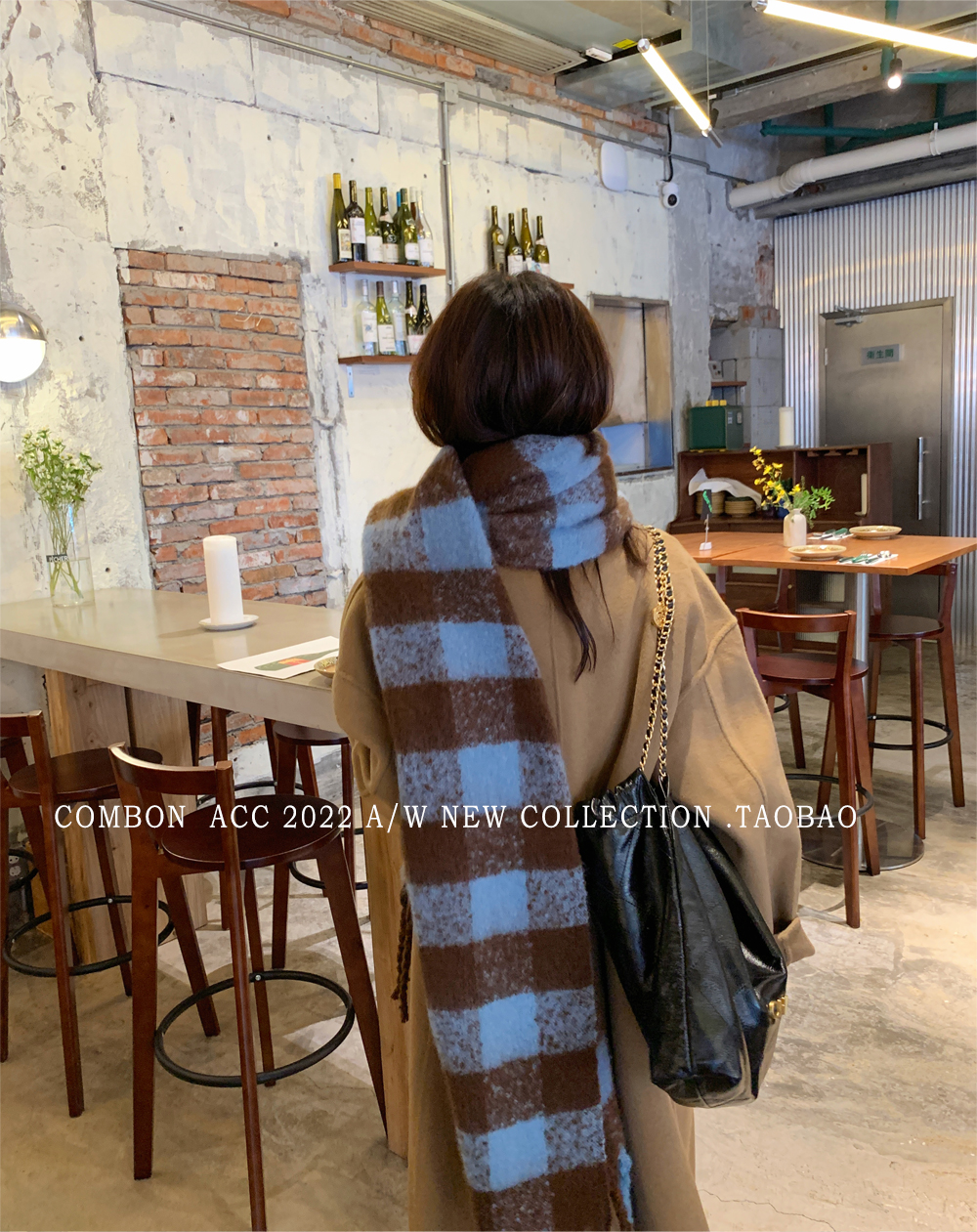 The long checkered faux cashmere scarf worn by Yu Shuxin is a Korean winter student thickened scarf that has become a popular choice for women to keep warm pic 11