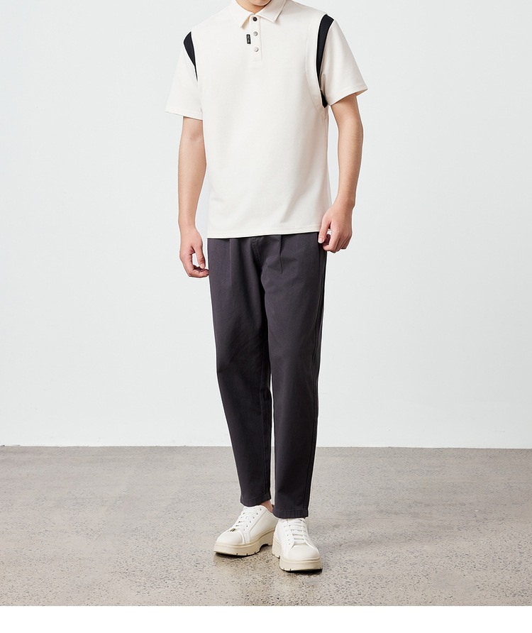 墨麦客250g横纹肌理短袖polo衫男2025夏新款简约撞色男士t恤71245详情23