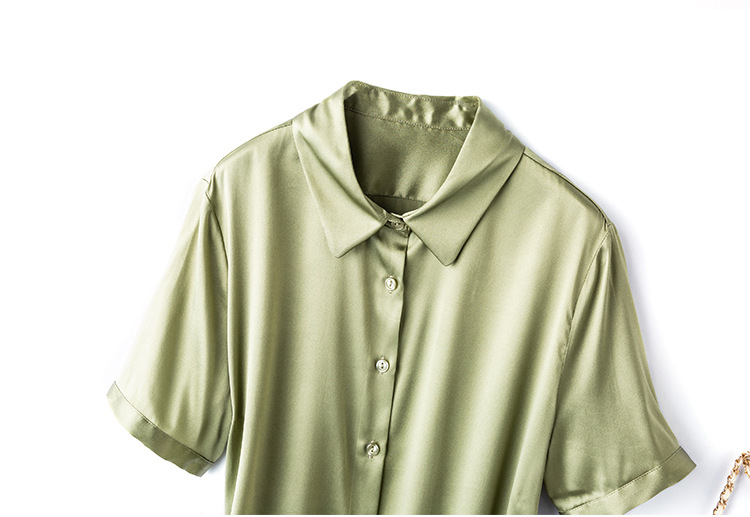 Silk short-sleeved shirt, a new summer professional shirt for women, with a unique design sense and a niche commuting top made of mulberry silk pic 41