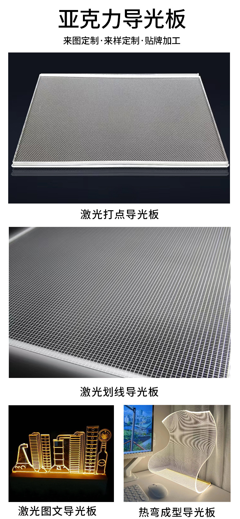 厂家定制亚克力激光扫描导光板 LED背光源扩散板 广告灯箱发光板详情4