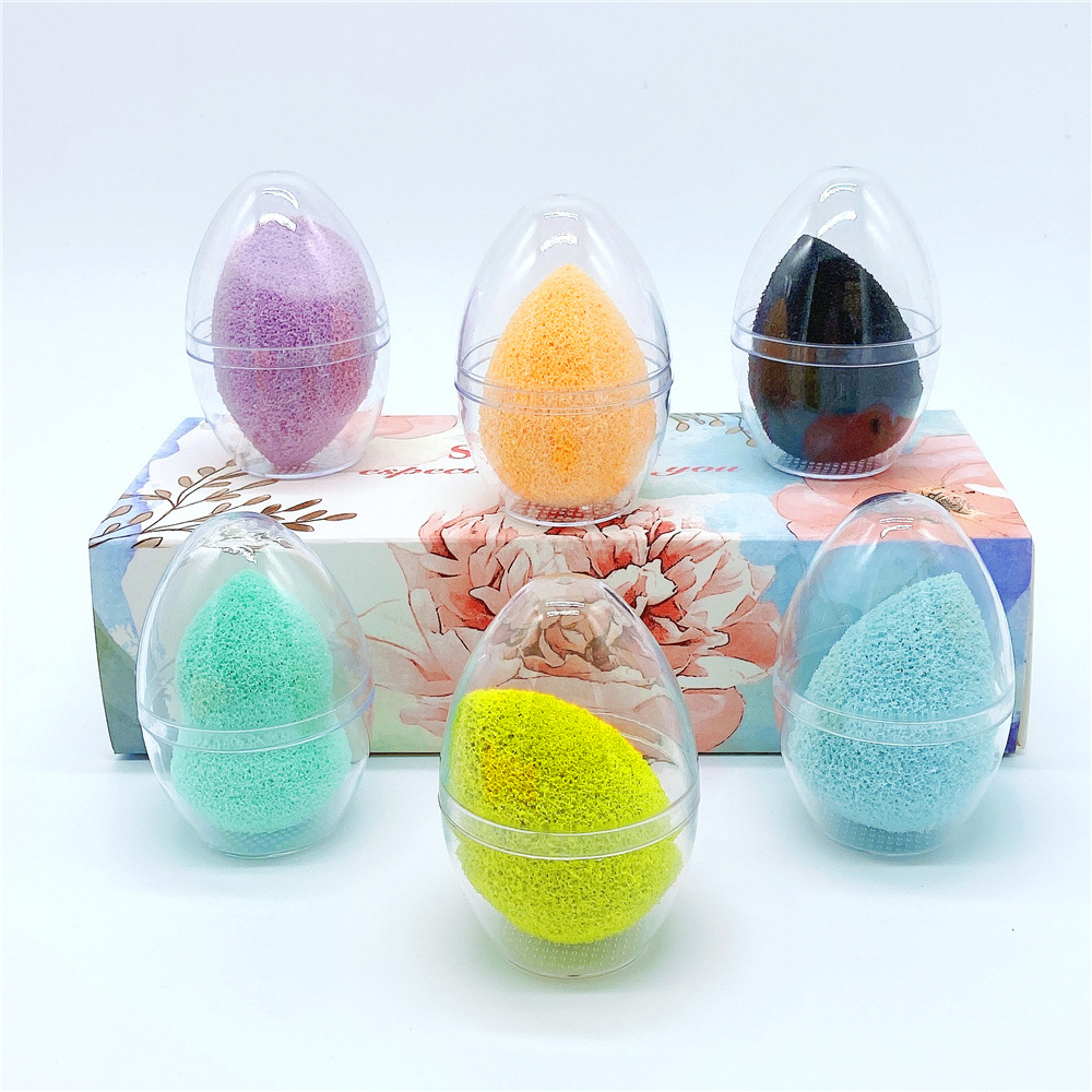 Transparent eggshell, thick-hole makeup remover, beauty egg, facial cleansing sponge, water drop gourd, slanted cut face wash and cleansing puff pic 11