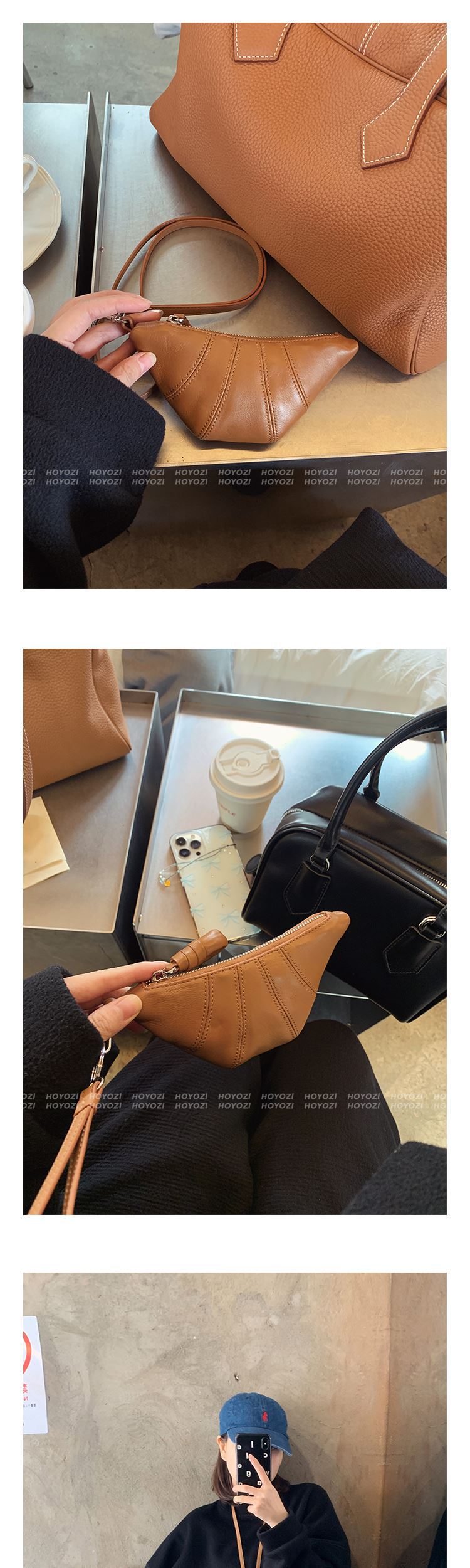 【小优家包包】PU超柔软皮牛角包零钱包卡包挂脖包包女款mini小包详情14