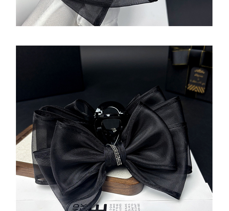 国潮系列高级感超仙网纱蝴蝶结发夹黑色精致水钻抓夹2025新款鲨鱼夹子头饰详情11