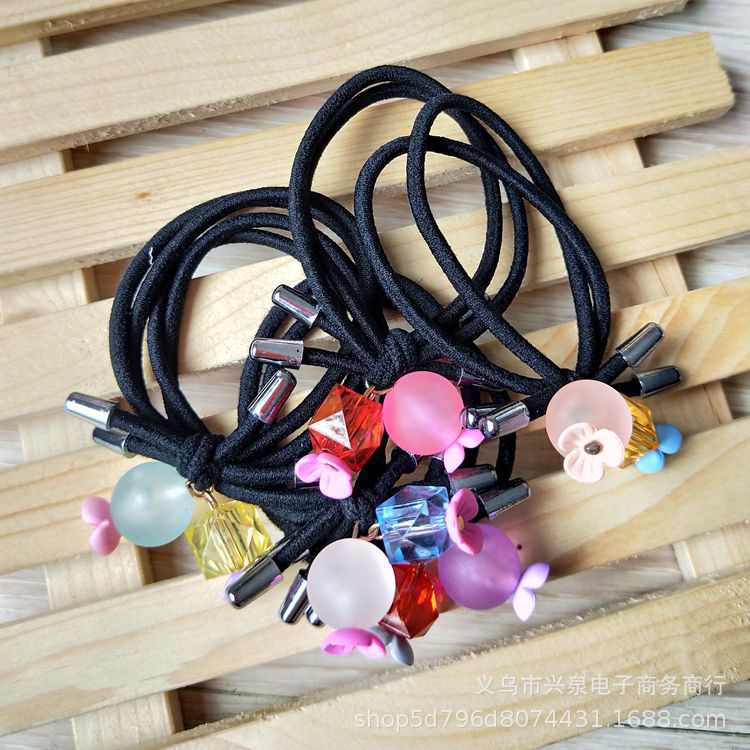 One-yuan rubber bands, hair ties, colorful beaded hair ties, popular hair accessories, street stalls, street accessories, one-yuan and two-yuan supplies pic 2