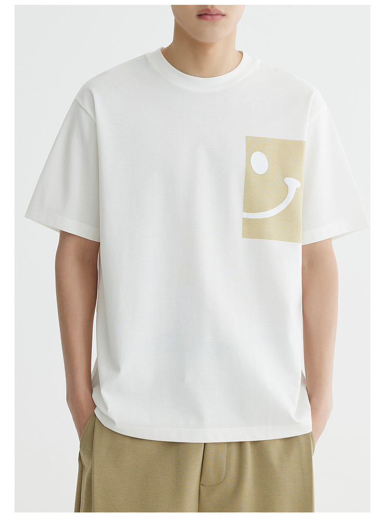 Quick-drying ice silk cotton cool and refreshing smiling short-sleeved T-shirt for men 2024 summer slightly loose and trendy half-sleeved T-shirt pic 28