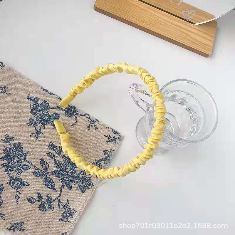 仙气唯美发箍奶油光泽绸缎面褶皱发箍发饰布艺压发简约甜美女头箍详情6