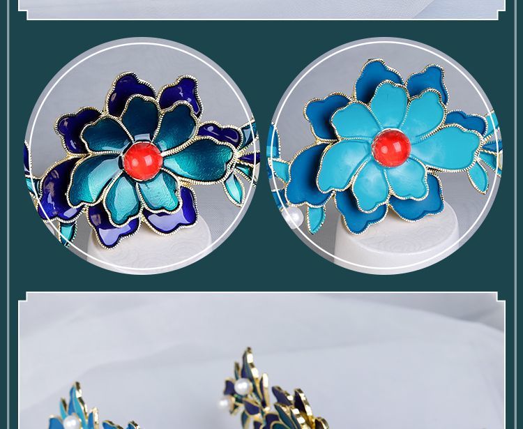 Ancient-style hairpins, cloisonne accessories, simple and versatile daily wear, court hairpins, Hanfu headwear for women, blued hair accessories, hairpins pic 5
