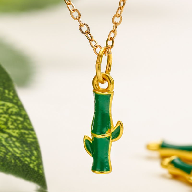 Ancient-style sand gold simple oil-dripping bamboo joint alloy accessories creative necklace earrings diy pendant pic 6