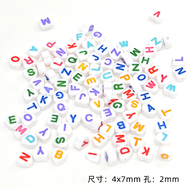 100颗/包亚克力彩色英文字母珠透明糖果色扁圆散珠diy手串珠材料详情6