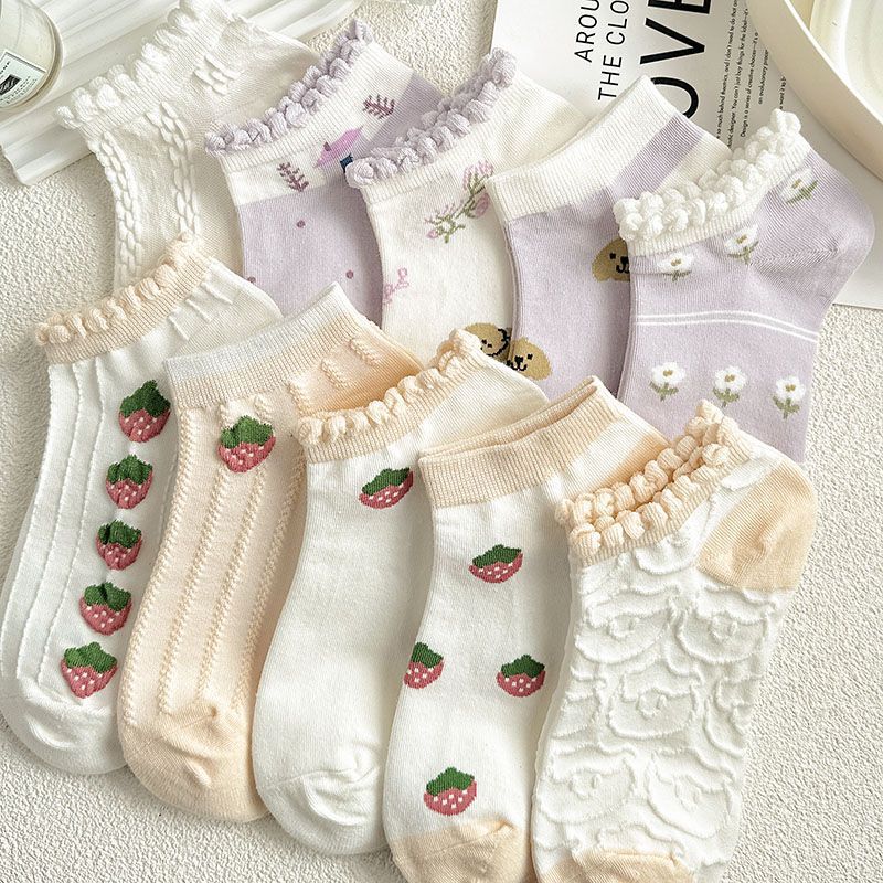 袜子地摊一件代发船袜女春夏花边短袜低腰浅口可爱少女学生袜百搭休闲潮袜一件代发详情6