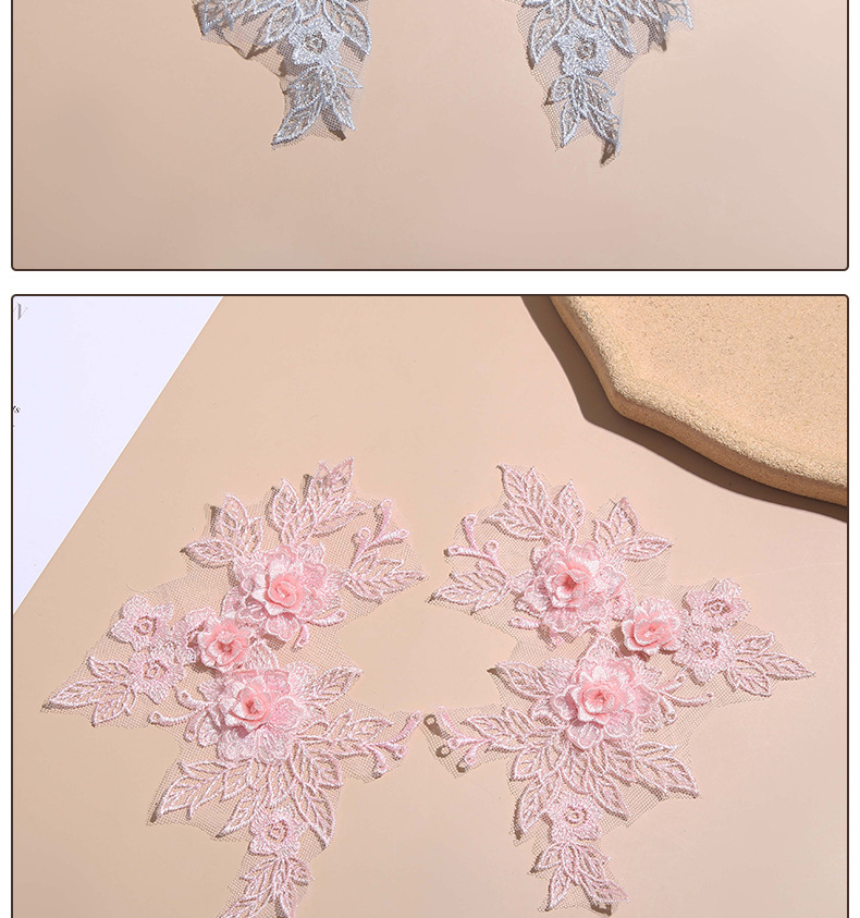 New three-dimensional hollowed-out floral lace wedding dress and performance dress lace diy floral accessories lace applique flower pieces pic 16