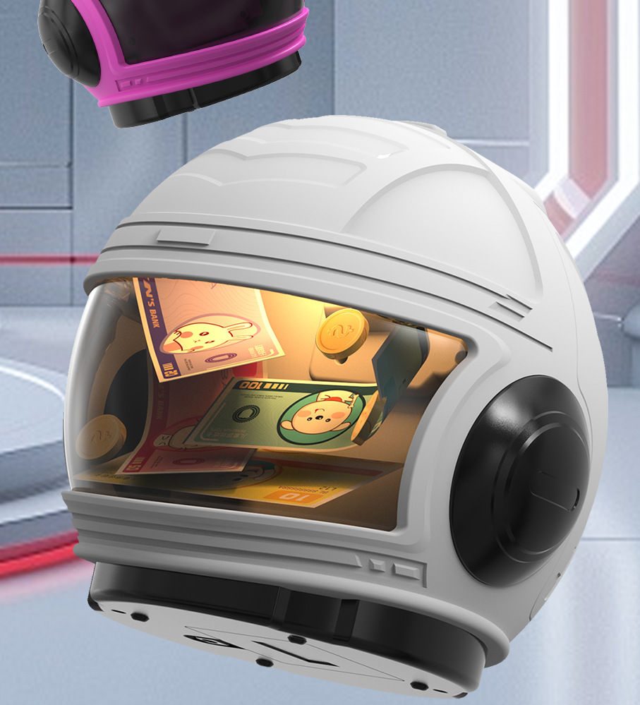 2024新品跨境儿童玩具创意头盔仿真指纹密码存钱罐自动卷钱亚马逊详情2