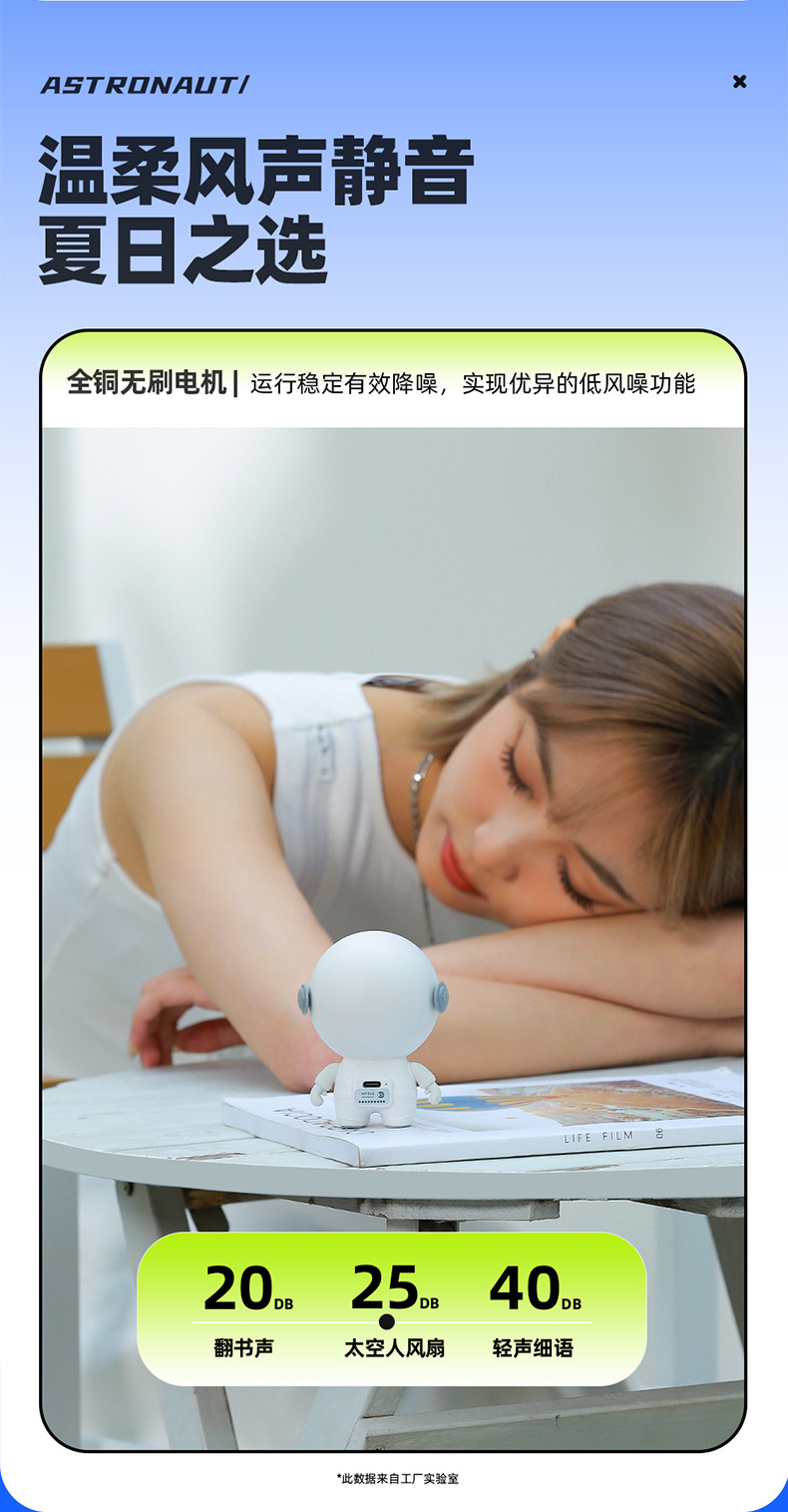 Portable mini lazy neck fan, bladeless USB small fan, astronaut small electric fan pic 9