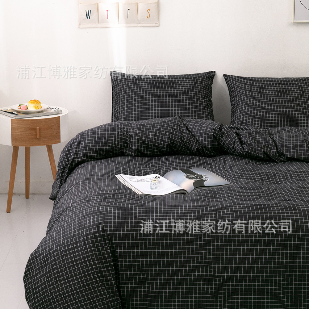 Cross-border supply Amazon best-selling bedding two-piece set, duvet cover, pillowcase, checkered and striped three-piece set manufacturer wholesale pic 19