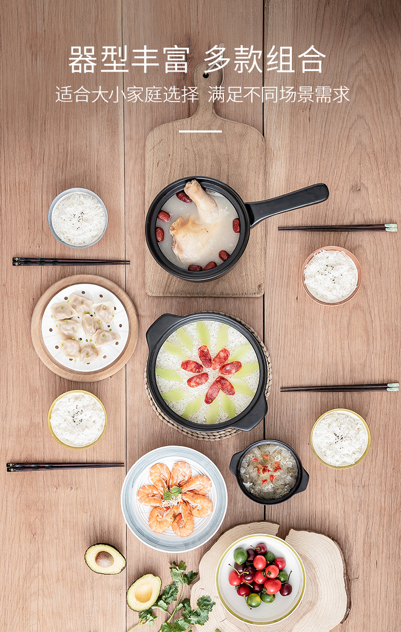 Clay pot, stew pot, soup maker, household open flame small stew bowl, stone pot, milk pot, rice bowl, chopsticks, kitchenware set wholesale pic 3