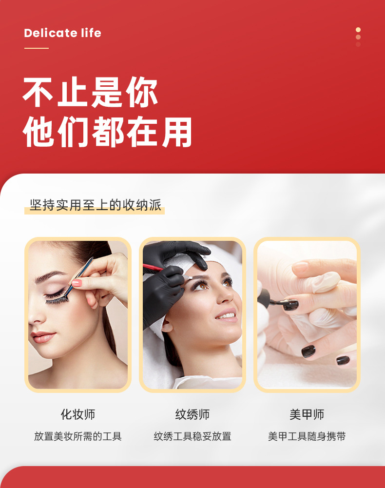 Nail art box, professional makeup artist suitcase, multi-layer tattoo toolbox, aluminum alloy portable makeup box pic 7