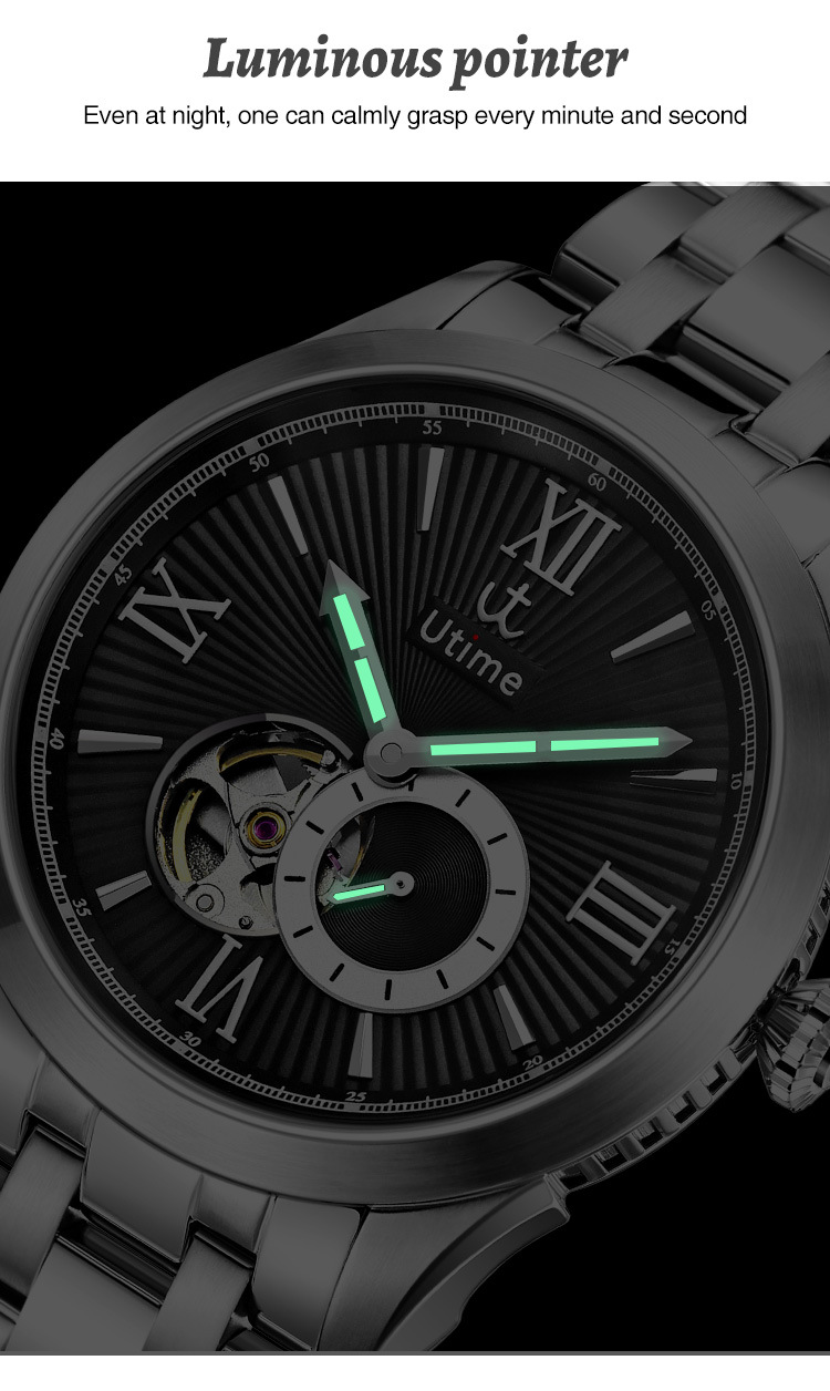 Utime高端品牌機(jī)械手表男全自動機(jī)械表時(shí)尚潮流實(shí)心鋼帶防水手表詳情15