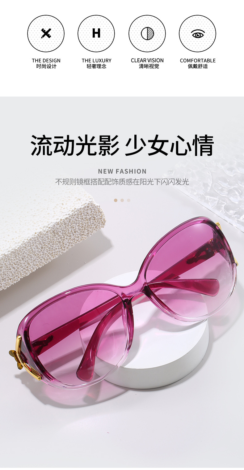 Wholesale of classic large-frame sunglasses for women with fox heads, fashionable camellia sunglasses for middle-aged and elderly people pic 2