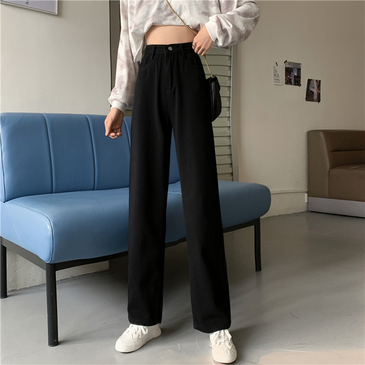 Spring 2021 new loose jeans for petite women, high-waisted and slimming, wide-leg and straight-leg pants, trendy on Instagram pic 24