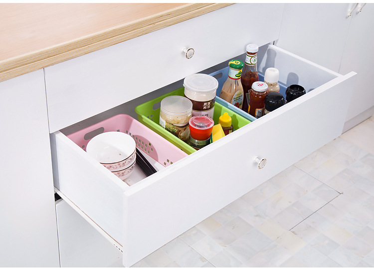 Rectangular plastic blue thickened storage basket for kindergarten toys, kitchen vegetable washing basket, small basket for supermarket classification and organization pic 20