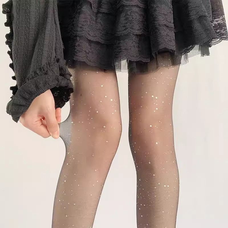 亮片带钻闪光白丝袜纯欲风黑丝薄款 防勾丝闪闪亮晶晶美腿连裤袜详情24