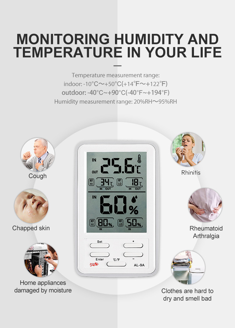 New type of temperature and humidity meter, indoor and outdoor high and low temperature alarm electronic thermometer, pharmacy cold storage temperature and humidity alarm pic 3