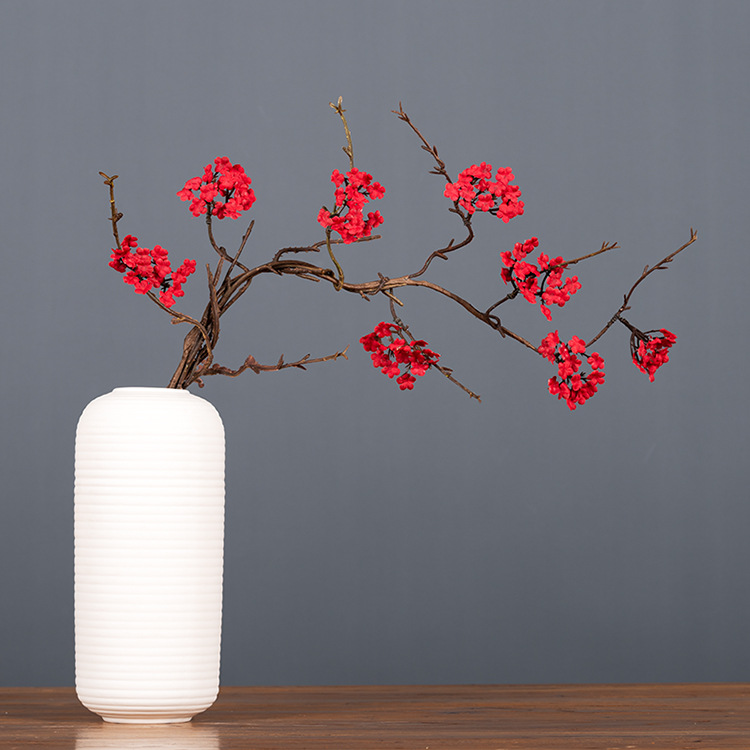 Zen-themed faux cherry blossom vine branches for home decoration, realistic small floral dry branches, tea room artificial flower ornaments, and simple flower arrangements pic 15