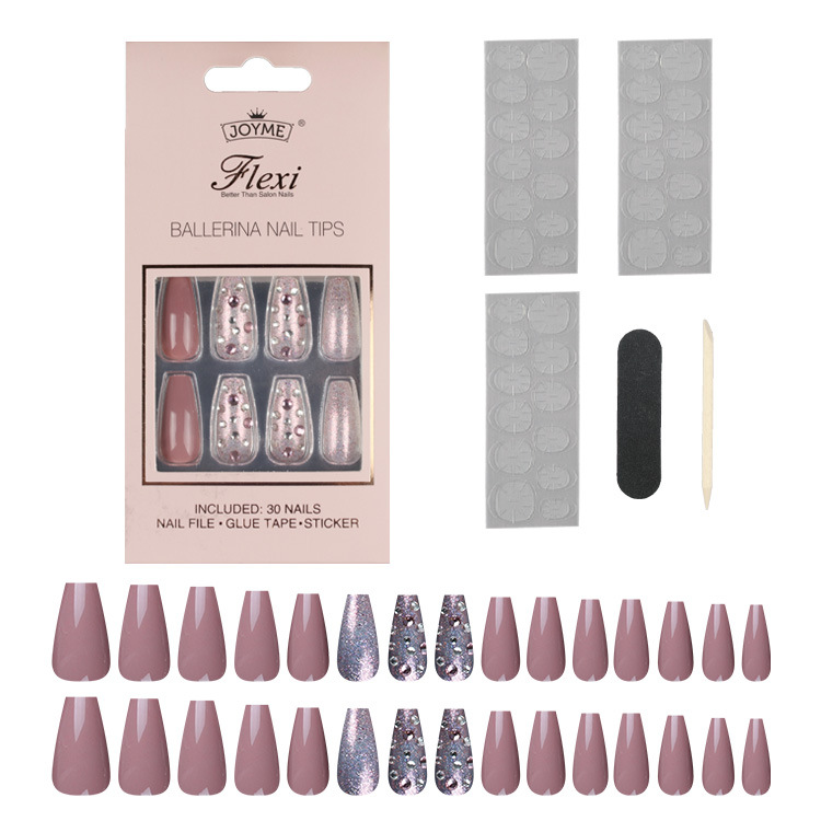New 30 piece wearable uñas largo medio ballet uñas trapezoidal parche uñas falsas parche uñas falsas europa y Estados Unidos cross border custom manicure pic 10