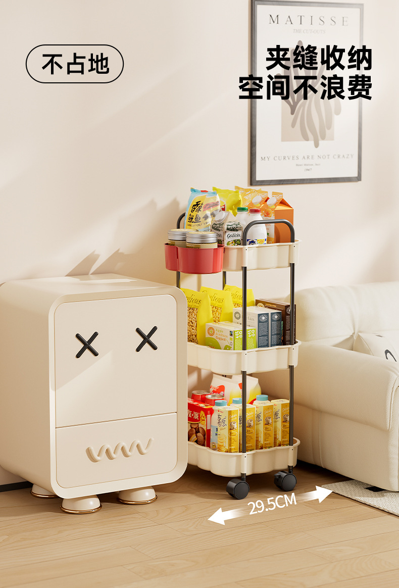 The kitchen floor-standing multi-layer storage rack can be stacked with gaps to store snack racks, bathroom and bedroom storage racks, and small trolleys pic 5
