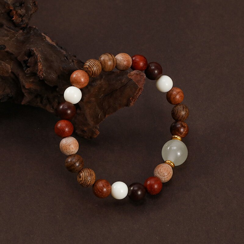 檀木多宝珠手串女新中式民族风百搭串珠手链复古禅意念珠手饰批发详情4