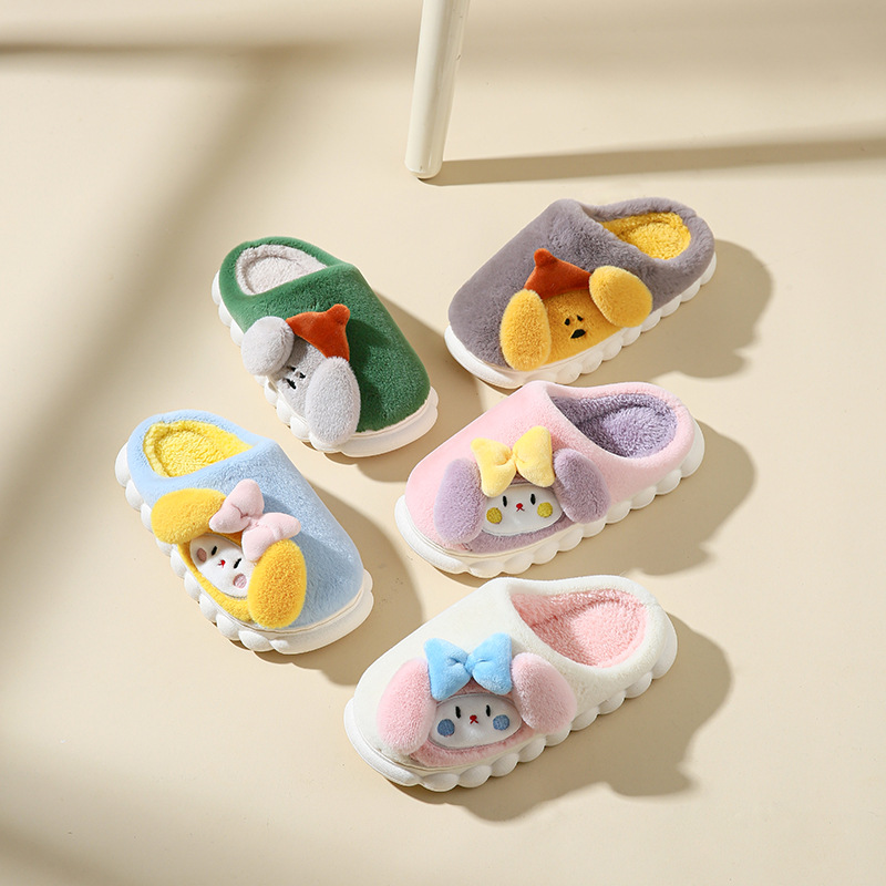 Cotton slippers with a feeling of stepping on feces for women and children, a trendy and warm indoor winter home. Wholesale of woolen slippers for outdoor wear in winter pic 4