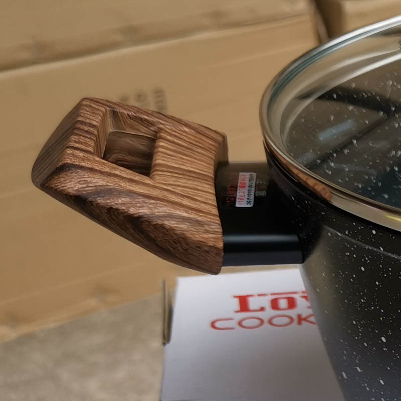 LOVE COOKING Supor Japanese wood-grain tourmaline non-stick soup pot Clay pot Chinese medicine 煲仔饭 20/24/28CM marble pot pic 9