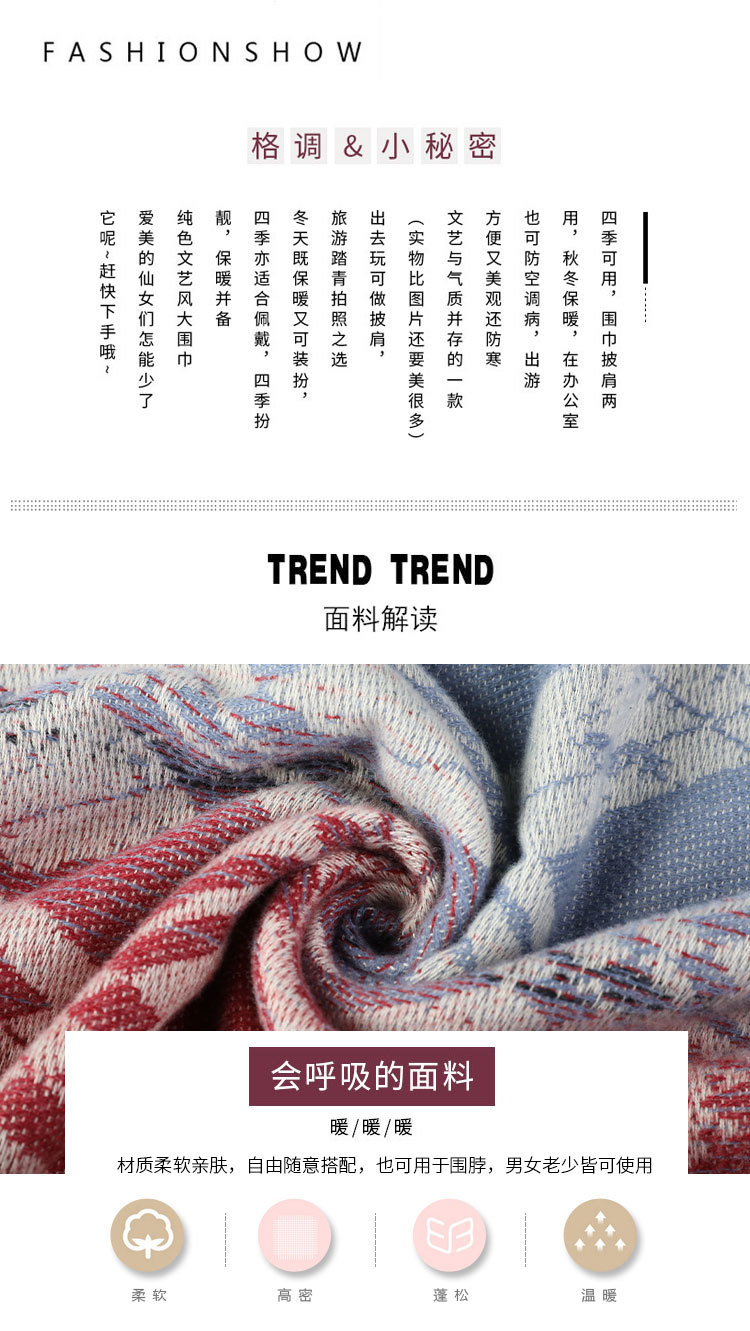 Autumn and winter thickened faux cashmere scarf geometric gradient shawl, fashionable and casual European and American street style scarf factory direct sales pic 2