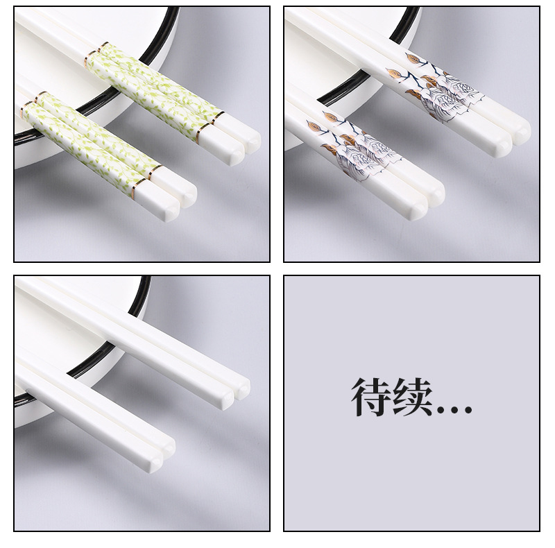 陶瓷筷子家用餐厅环保健康耐高温易清洗不发霉高颜值骨质陶瓷餐具详情14