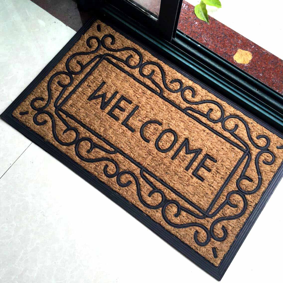 Rubber embossed coir coconut thread, coconut palm coco, coconut shell fiber, coconut tree anti-slip mat, carpet, door mat, floor mat pic 4