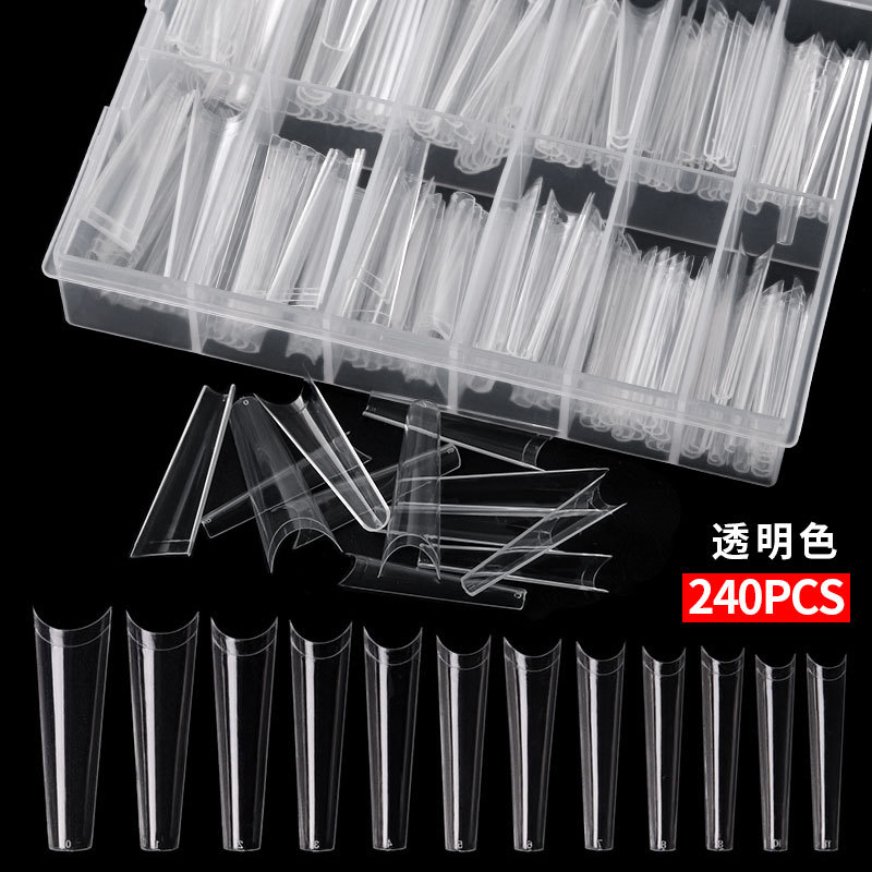 Cross-border nail art pieces, Denim Nail MAX 240 pieces box set, transparent natural color French flat-head denim nail pieces shanilak pic 3