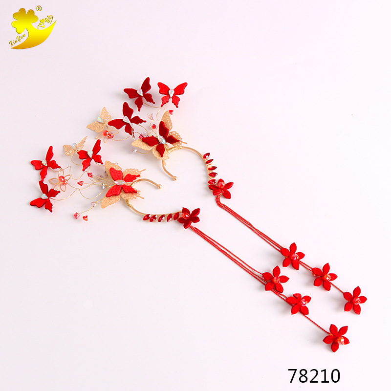 Butterfly fairy ear pendants, princess long tassel earrings, wedding toasting headwear and earrings for brides in Japan and South Korea pic 9