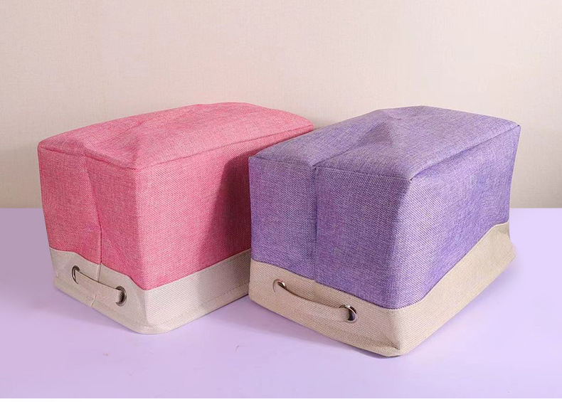 收纳篮加厚双层防潮防尘棉麻杂物收纳筐脏衣篓可折叠编织收纳筐详情1