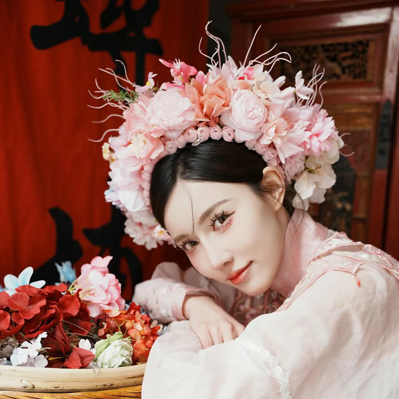 福建泉州浔埔女簪花头饰民族风花围高颜值爆款仿真花泉州簪花新款详情11