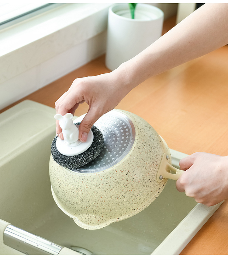 Cleaning brush for the stove, grease removal cleaning ball, PP filament brush for cookware pic 2