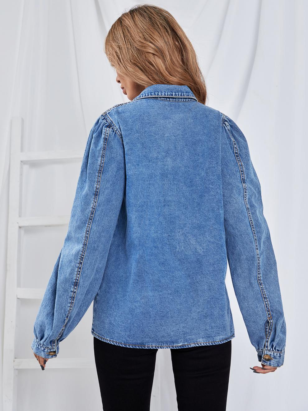 亚马逊跨境女装欧美INS  休闲百搭时尚洋气宽松牛仔外套潮女详情4