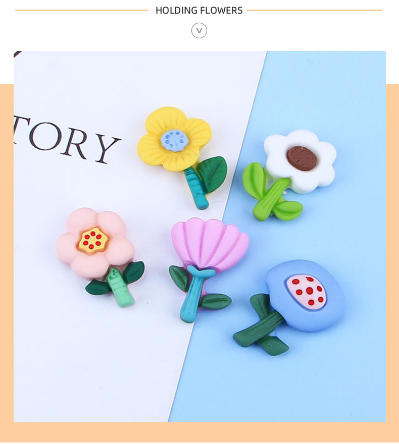 可爱花朵奶油胶树脂小配件diy手工制作手机壳发抓夹饰品材料贴片详情5