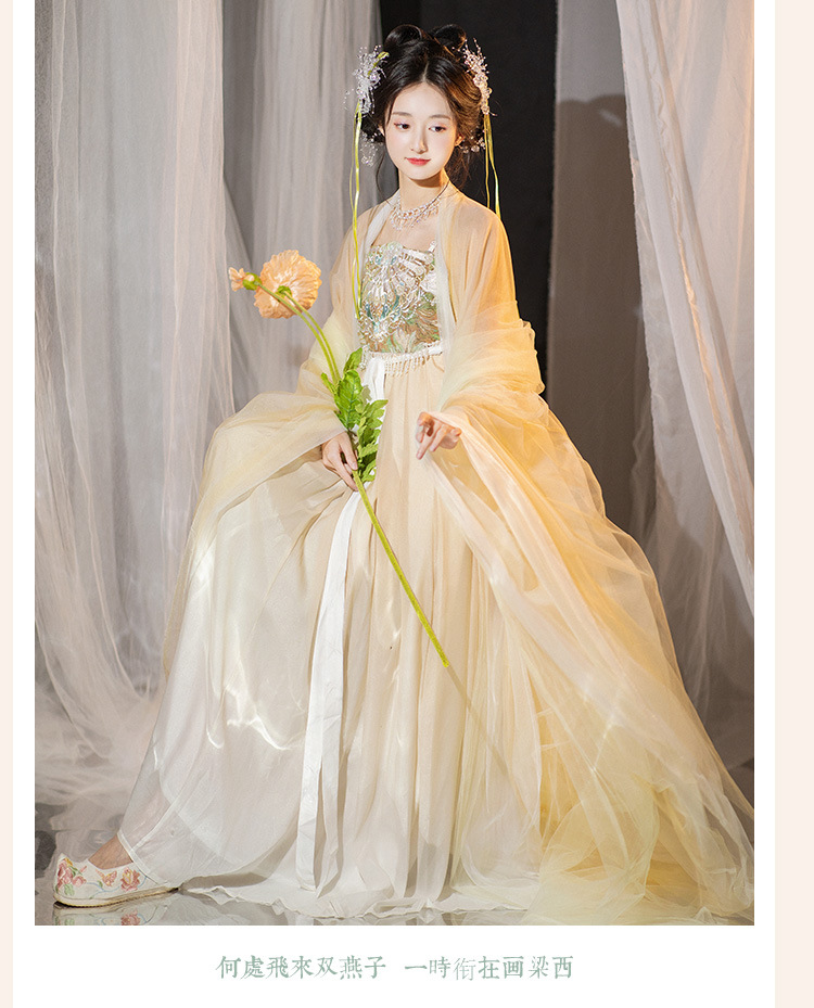 国潮诃子裙汉服超仙大袖衫汉服女款仙气 飘逸 古风唐制汉服诃子裙春夏详情12