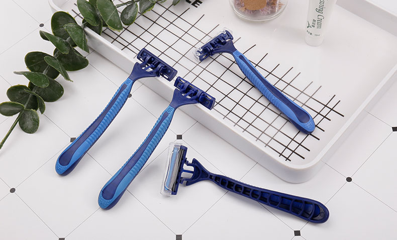 宾馆酒店一次性剃须刀厂家直供双层不锈钢刮胡刀橡胶柄剃须刀详情1