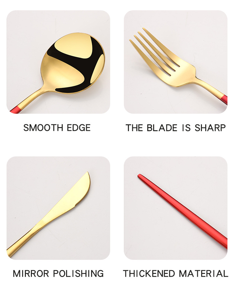 跨境亚马逊不锈钢餐具24件套葡萄牙刀叉勺四主件餐具礼品套装批发详情15