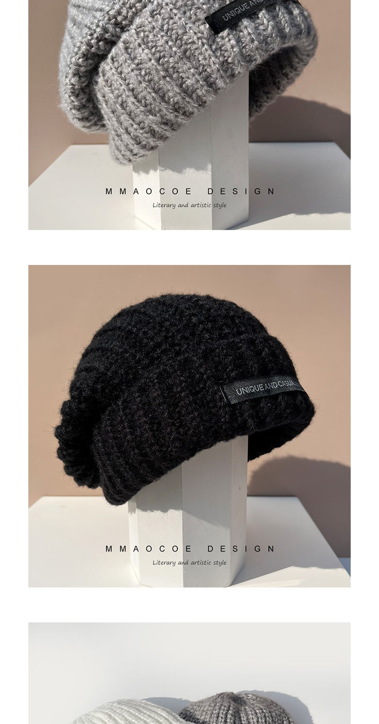 This autumn and winter Korean-style Instagram versatile and fashionable woolen hat is a loose and warm knitted cap pic 7
