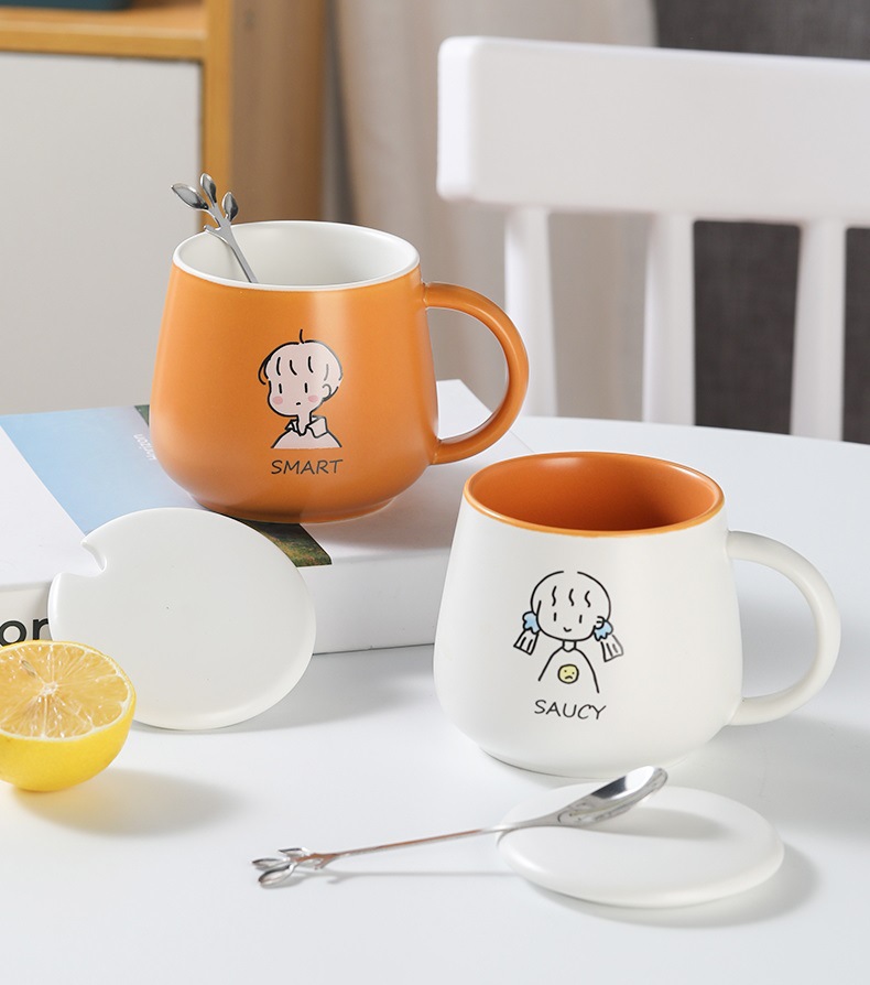 Cute ceramic cups, ins couple mugs, high appearance level, household breakfast cups, coffee cups, souvenirs, water cups wholesale pic 23