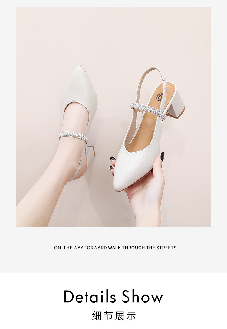 夏季凉鞋女新品韩版女士高跟尖头高级感时尚羊皮单鞋包头女鞋批发详情4